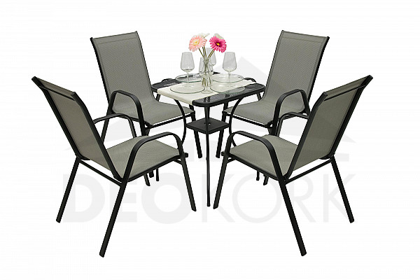 Sitzgruppe aus Metall TORONTO 1+4 (60x60 cm)