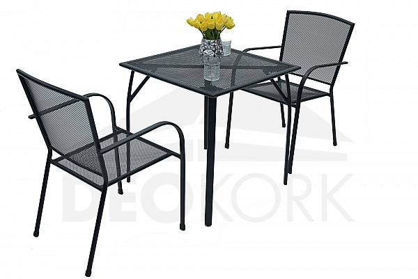 Sitzgruppe aus Metall TOLEDO 1 + 2 (70x70 cm)