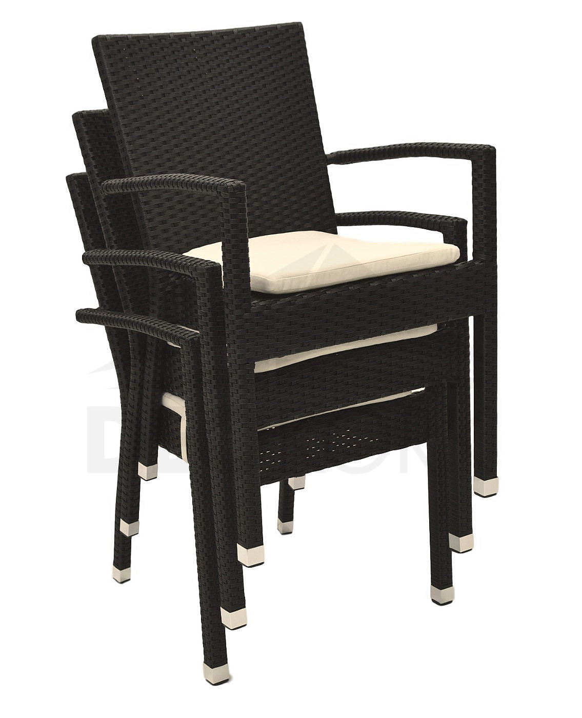 Gartenstuhl aus Polyrattan NAPOLI mit Sitzauflagen braun | Sessel