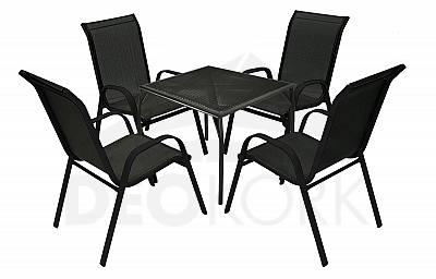 Sitzgruppe aus Metall OMEGA 1+4 (70x70 cm)